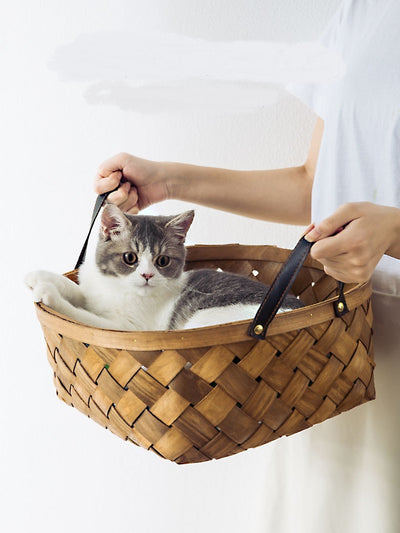 Bamboo Cat Bed House Kennel Nest