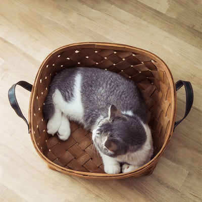 Bamboo Cat Bed House Kennel Nest